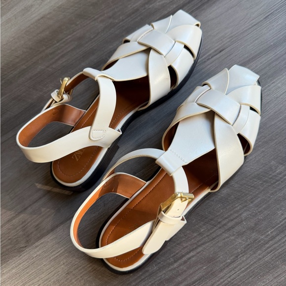 Zara White Women's Sandals with gold buckle, size 40, US 9.5-10 - Picture 7 of 8